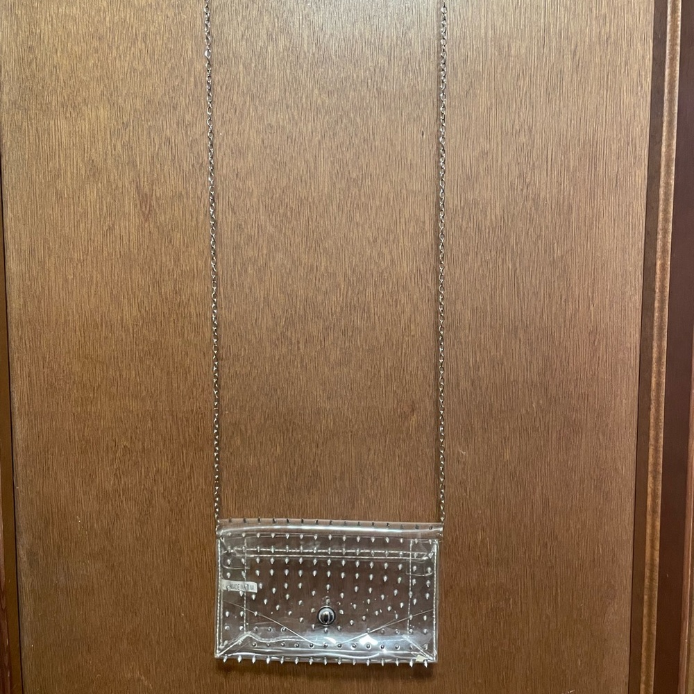 Womens clear with silver studs Steve Madden cross body purse